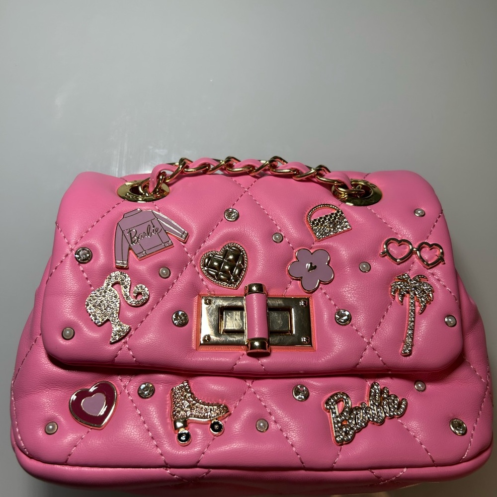 Aldo Pink Quilted Charm-Embellished Shoulder Bag - Picture 4 of 7